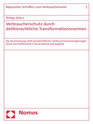 cover image of Verbraucherschutz durch deliktsrechtliche Transformationsnormen